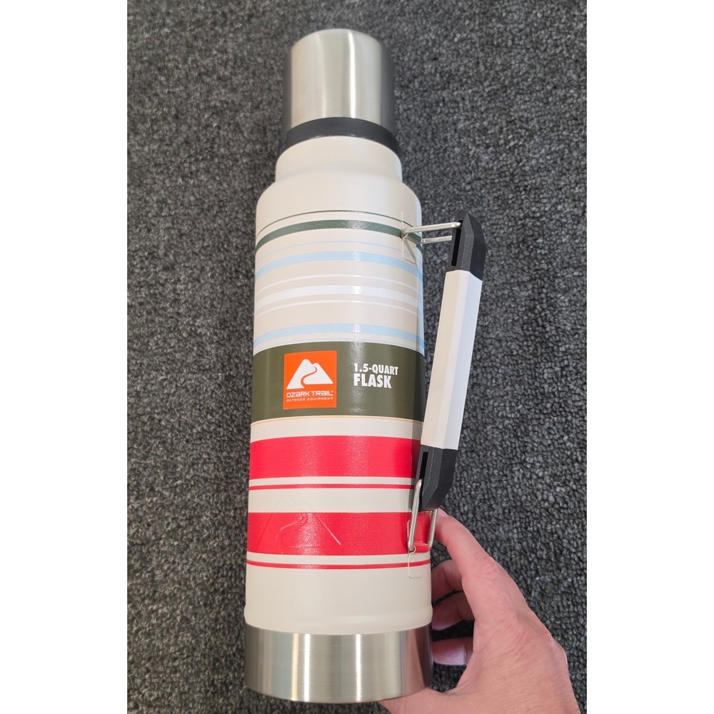 Ozark Trail 1.5 Quart Flask Vacuum Insulated Stainless Steel Bottle Striped